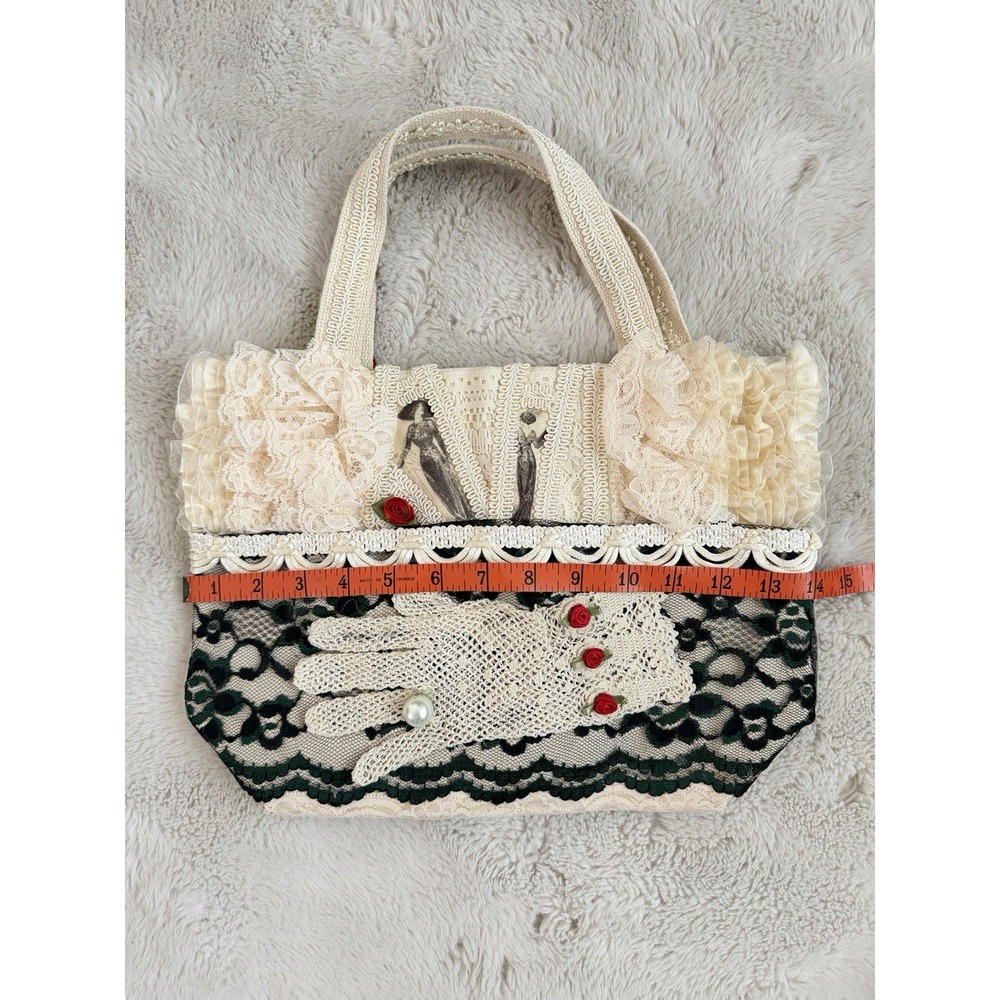 Vintage Y2K Victorian Lace Tote Purse Crochet Glove Roses Cottagecore Boutique - Picture 8 of 14